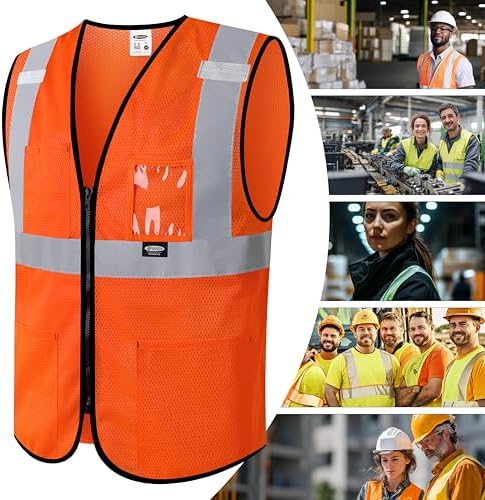 JKSafety Safety Vest for men women Hi Vis Vest with Pockets and Zipper High Visibility Construction Vests BX310 - Image 5