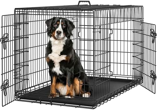 Yaheetech 48in Double Door Metal Dog Crate w/Divider for Puppy Indoor Use by Yaheetech