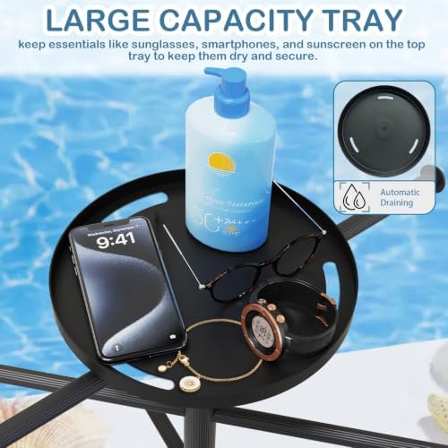 Pool Towel Rack with Wheels and Storage Tray for Indoor Outdoor Use - Image 4