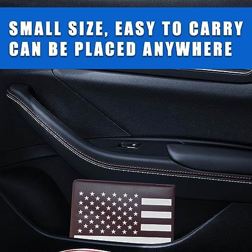 Ziciner Car Registration Insurance Holder, 2Pack Essential Auto Card Document Glove Box Organizer with Touch Fastener, Vehicle Interior Accessories Perfect for Most Car, Truck, SUV (Brown/Back Flag) - Image 6