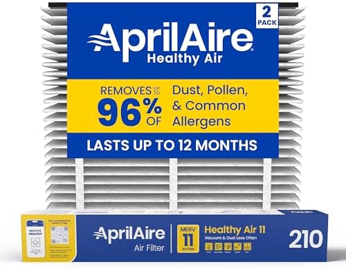 Genuine AprilAire 210 Replacement Filter for AprilAire Whole-House Air Purifiers - MERV 11, Clean Air & Dust, 20x25x4 Air Filter (Pack of 2) by AprilAire