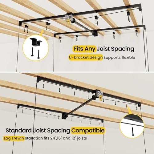 FERO Overhead Garage Storage Rack 4x8, 500 lb Heavy-Duty Capacity - Image 5