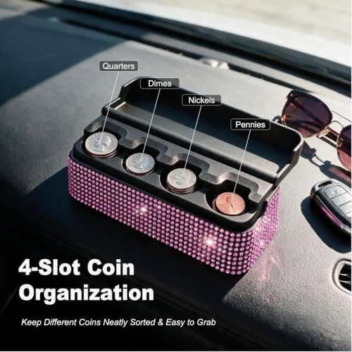 Bling Coin Holder for Car, with 4 Compartments, for Women Girls - Image 2