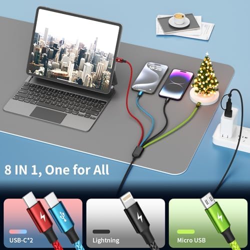 4 in 2 Multi Charging Cable, 2 Pack 5FT Dual Input Charging Cords - Image 3