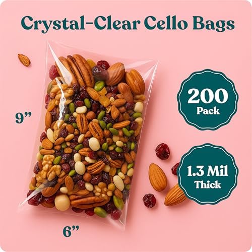 6x9 Self Sealing Cellophane Bags (200 Pack) - Clear Cookie Bags - Image 2