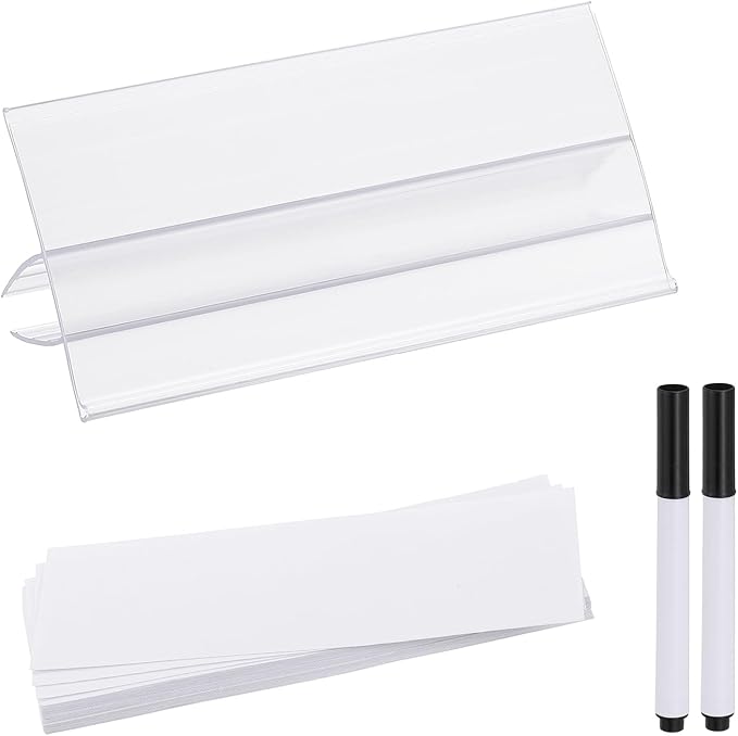 PATIKIL 3.1" x 1.7" Wire Shelf Label Holder, 30 Pack Reusable Plastic Price Tag by PATIKIL