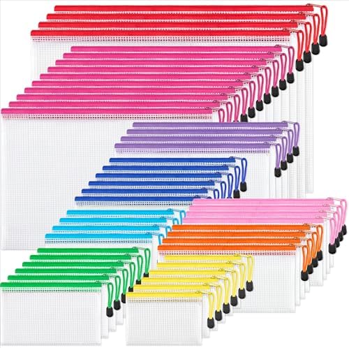 JARLINK 48 Pcs Mesh Zipper Pouch Bags, 8 Sizes Waterproof Zipper Bags by JARLINK