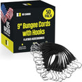 Pack of 50 Tarp Straps for Flatbed Trailers, 9" Long Natural Rubber Bungee Cord Tie-Downs Ideal for Securing Tarps, Canvases, Cargo in Cold Climates | Tie-Downs w/ Metal S-Hooks by DCCargo