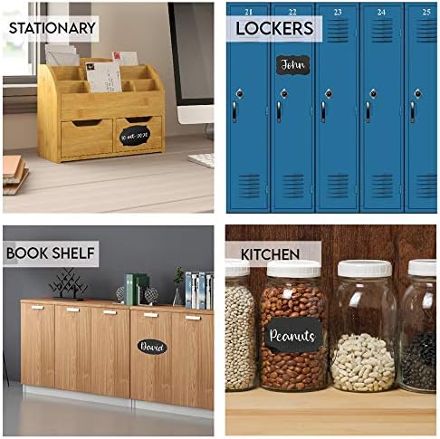 Mantah Rectangle Chalkboard Labels 200pcs with 2 White Chalk Marker, Reusable Waterproof Chalk Label for Storage Bin, Labels for Food Container, Label for Jars, Containers - Image 3