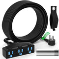 Outdoor Extension Cord 30 Ft with 3 Outlets, 12/3 SJTW 3 Prong Grounded Power Cord, 12 Gauge 12AWG Heavy Duty Power Cable, ETL Listed, 15 Amp 125 V 1875 W-Multiple Outlets for Indoor/Outdoor-Black by Elecan