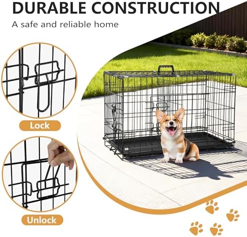 FDW | 30" Foldable Metal Dog Crate | Dark Black | Cage for Medium Dogs - Image 3