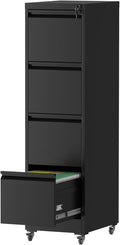 File Cabinet with Lock, 4 Drawers Filing Cabient with Wheel, Steel Vertical by Unknown