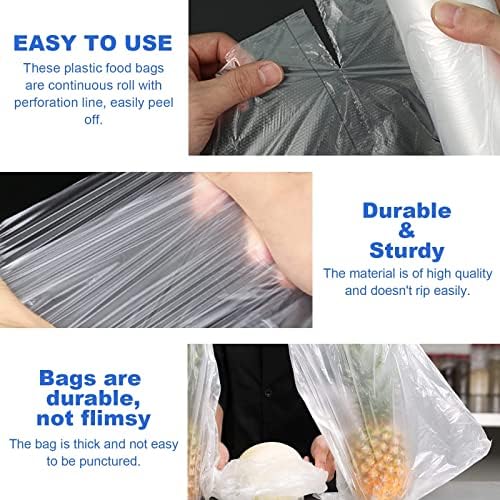 14x20 Plastic Produce Bags on a Roll - Clear Plastic Bags for Food, Vegetable, Fruits, Bread, Pet Bags and Grocery Clear Bag- 350 Bags/roll (4 Rolls) - Image 3