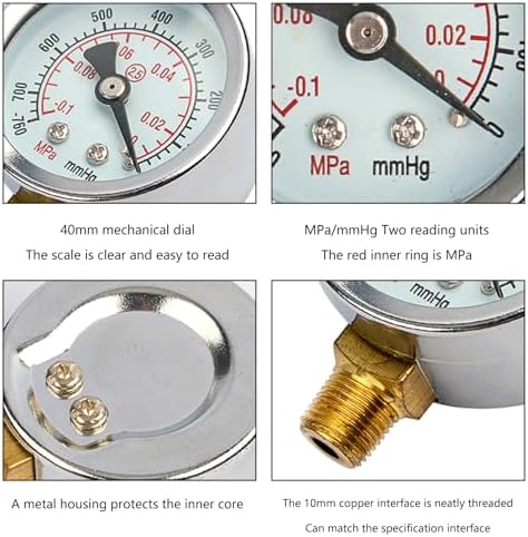 Filter Pressure Gauge Suitable for Water Pressure Testing Pneumatic sets 40mm Dials, 1/8" Thread, Stainless Steel - Image 3
