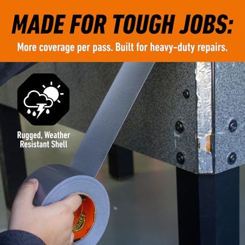 GORILLA Tough & Wide Heavy Duty Duct Tape, Silver, 2.88" x 25 yd, 1-Pack - Image 2