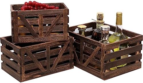 Nested Wooden Storage Crates Set of 3 (L,M,S),Rustic Wood Crate for Storage by LYDWOO8DFocusonhomed%C3%A9cor
