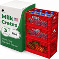EconoHome Milk Crate - Stackable Storage Crate with Built-In Handles - Heavy Duty Plastic Material - Ventilated Organizer Bin for Garage, Pantry, Classroom, Office & Moving - Red, 19x13x11, 3-Pack by EconoHome