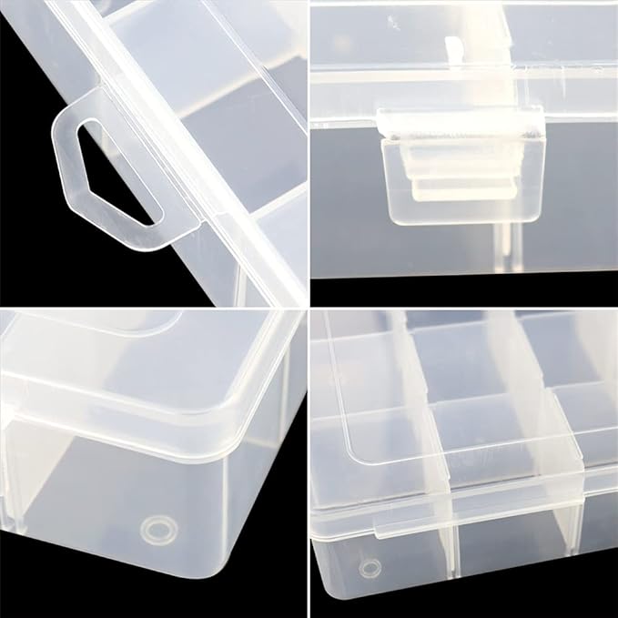 6 Pack Organizer Box with Parkical Adjustable Dividers, 12 Grids Plastic - Image 4