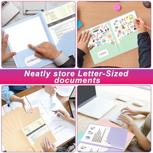 Aegero Plastic Folders with Pockets (7 Pack, Sweet Colors) - Image 7