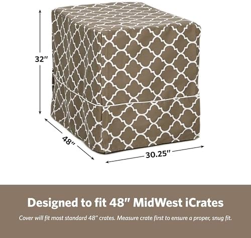Midwest Homes for Pets XL Dog Crate Cover with Teflon Fabric Protector, Poly-Cotton Privacy Kennel Cover Fits Most 48-inch Crates, Brown Designer Print, Washable, Reduces Barking - Image 2