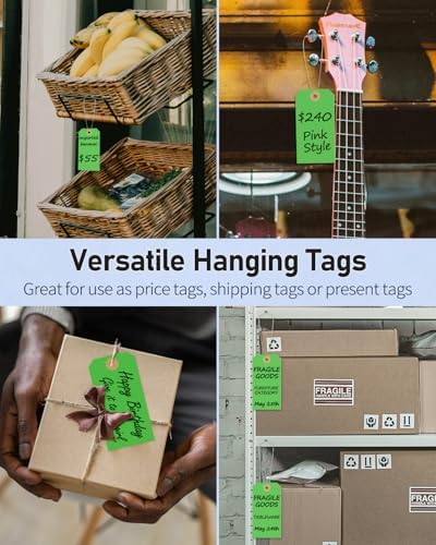 Uniclife 100 Pcs Green Blank Shipping Tags with Wire Attached 4.7 Inch Paper Tags Hang Tag with Reinforced Eyelet Large Marking Label Writable Price Inventory Label Tag, 4.7" x 2 3/8" - Image 7