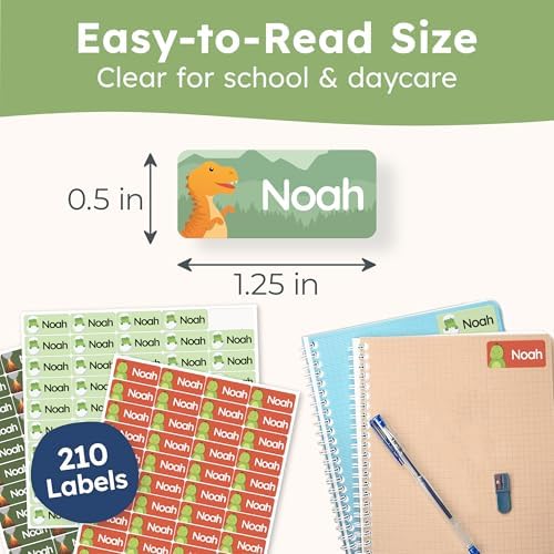 Personalized Name Labels for Kids (210 Labels) - Durable & Waterproof Custom Name Stickers for Clothing Tags, School Supplies, Camp & Daycare - Jurassic (1.2”x0.5”) - Image 6