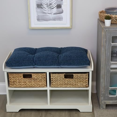 Klear Vu The Gripper Non-Slip Tufted Bench Cushion for Indoor Furniture, Assembled in USA, Entryway Storage, Bay Window, Corner Nook or Piano Seat, 30 Inches, Chenille Saphire - Image 2