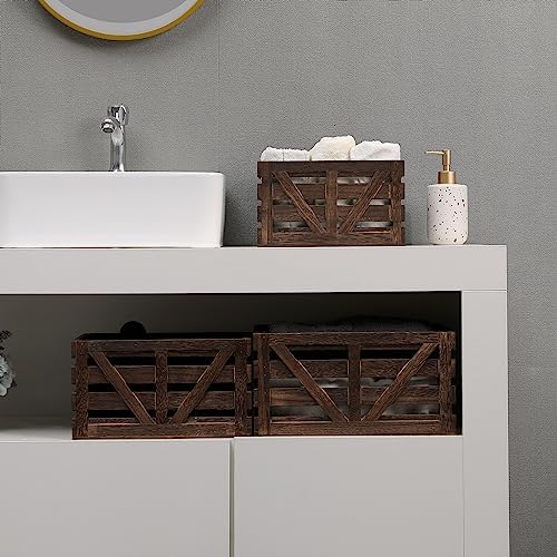 Nested Wooden Storage Crates Set of 3 (L,M,S),Rustic Wood Crate for Storage - Image 5