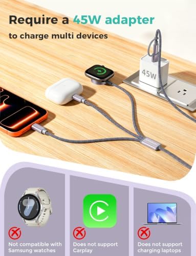 2026 Travel Essentials for Apple Watch Charger,Cruise Vacation Camping Essentials,iPhone Charger,Multi Charging Cable,3 in 2 Charging Docks for iWatch Series 12 11-2/Ultra,iPhone 18 17-12,Car - Image 2