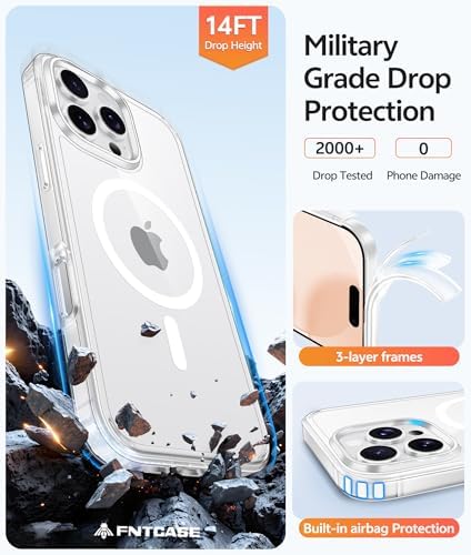 FNTCASE for iPhone 16 Pro Max Case, Fit for Magsafe, Glass Screen Protector - Image 5