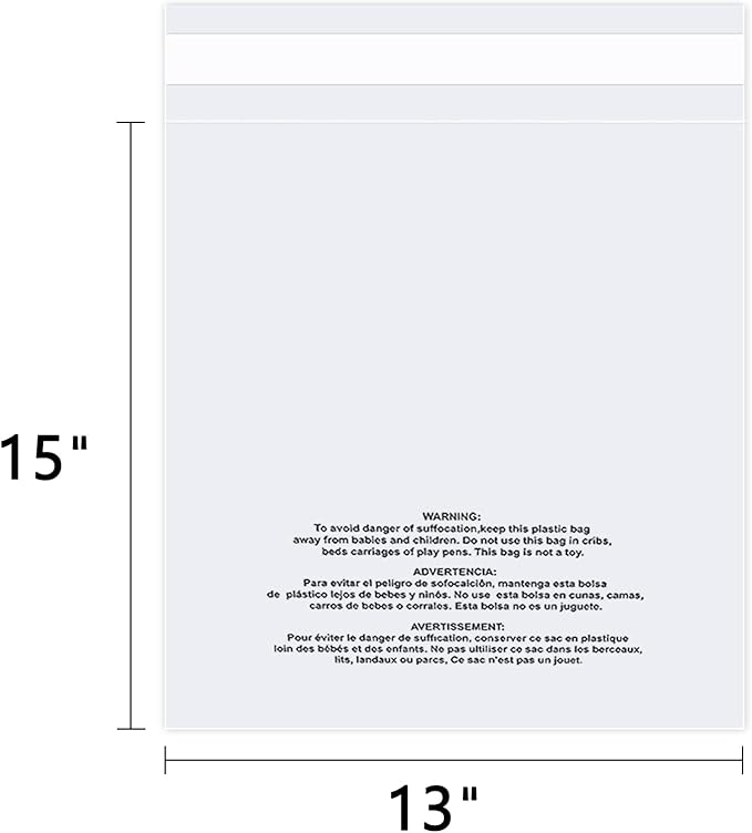 iMailer - 200 Count - 13" x 15" Clear Plastic Poly Bags - Image 2