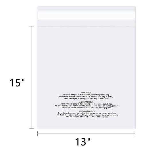 iMailer - 100 Count - 13" x 15" Clear Plastic Poly Bags - Image 2