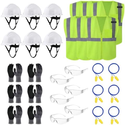 PPE Kit, Hard Hat, Safety Vest & Glasses, Work Gloves, Earplugs by MAKETHEWORLDSAFER