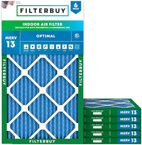 Filterbuy 13x24x1 Air Filter MERV 13 Smoke & Allergy Defense (6-Pack) by Filterbuy