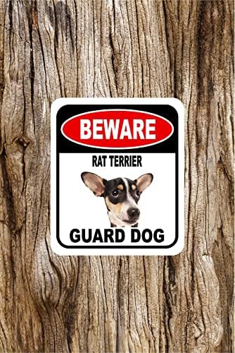 BEWARE RAT TERRIER GUARD DOG Aluminum Composite Outdoor Sign 15" x18" Metal Security Notice for Yard, Fence, Porch, Property, and Business – No Trespassing, Warning, Attack Dogs, Protection by WorkHouseSigns