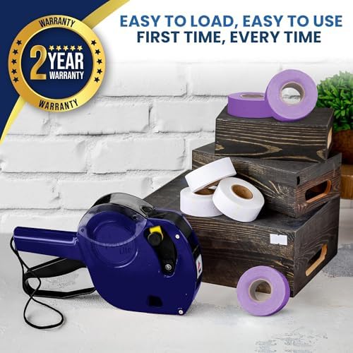 Perco Price Gun 1-Line Kit with 2 White 4 Purple Rolls, Clip & Ink Rollers - Image 5