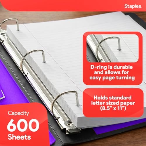 Staples Better 3-Inch D-Ring Binder, Purple, Heavy-Duty - Image 3