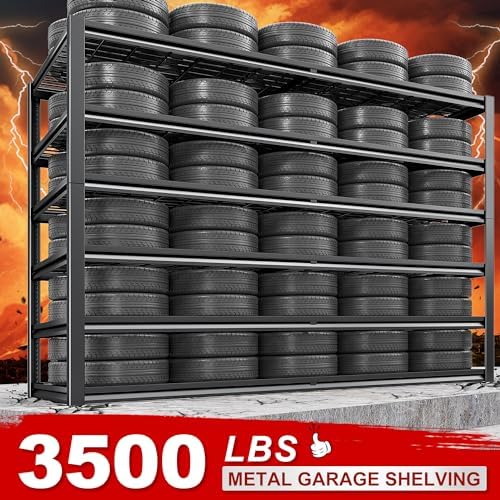 REIBII 3500LBS Garage Shelving, Adjustable Storage Shelves Heavy Duty, 6 Tier Heavy Duty Shelving, Metal Shelving Unit for Warehouse, Basement, Industrial, 55" W x 26" D x 84" H, Black, 3 Pack - Image 4