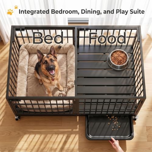 BOLDBONE 48 inch Heavy Duty Indestructible and Escape-Proof Dog Crate Cage Kennel for Large Dogs, High Anxiety Dog Crate with Removable Plastic Pan and Wheels, Extra Large XL XXL - Image 5