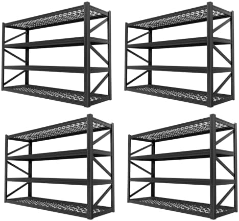 4-Tier Heavy Duty Garage Shelving, 8,000 lbs Capacity Adjustable Metal Storage Shelving Unit for Garage, Basement, Warehouse & Workshop, 71" W x 24" D x 71" H by LIJIUHOME