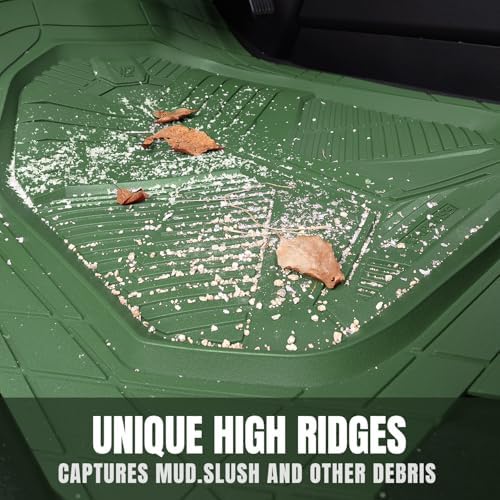 CAR PASS Heavy Duty Rubber Car Mats, Deepdish All Weather Floor Mats for Car Full Set, Universal Automotive Mats Trim to Fit for Sedans SUVs Trucks, Waterproof Anti-Slip Deep Tray 3 Pieces Olive Green - Image 4
