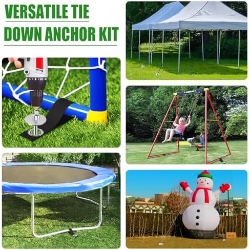 Eurmax USA 4 Pack Universal Ground Anchors High Wind, Heavy Duty Screw-in Trampoline Stakes with 4 Straps, Upgraded Commercial Anchor Kit for Outdoor Sheds, Swing Sets & Mobile Homes (Silver) - Image 6