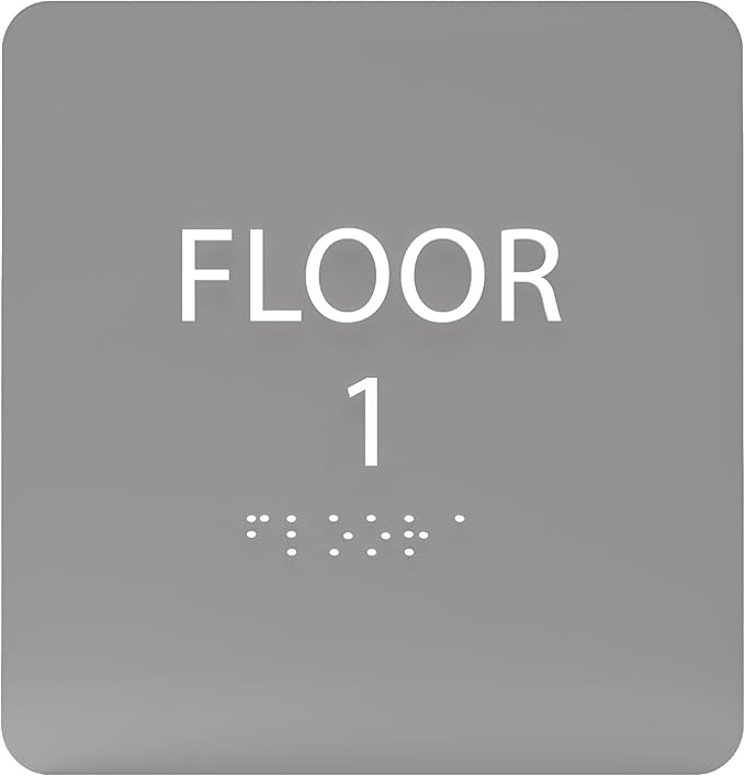 Grey w/White ADA Floor 1 Sign by ADACentralSigns