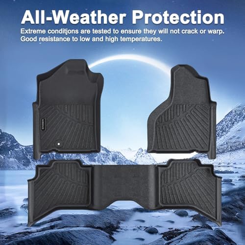 TPE Floor Mats for 2002-2008 Ram 1500 Crew Cab (Quad Cab) | for 2003-2009 Ram 2500/3500 Crew Cab All Weather Car Floor Liners Fit 2002-2008 Dodge 1500 Accessories Black - Image 6