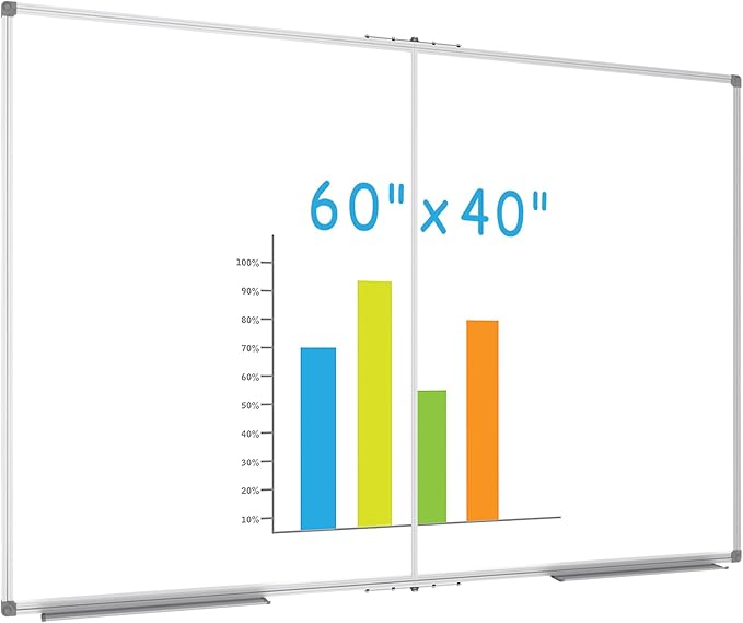 JILoffice Large Foldable White Board 60x40 Inches, Dry Erase Magnetic White by JILoffice