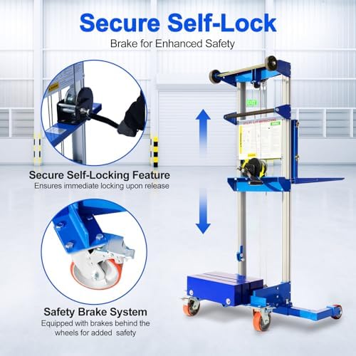 Material Lift Winch Stacker, 400 lbs Capacity, 122" Max Raised Height, Counterbalance Hand Winch Lift Trucks for Warehouse, Factory, Library, 46"L x 43"W - Image 5