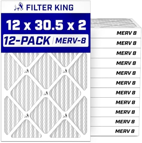 Filter King 12x30.5x2 Air Filter MERV 8, AC Furnace Filters (12-Pack) by FilterKing