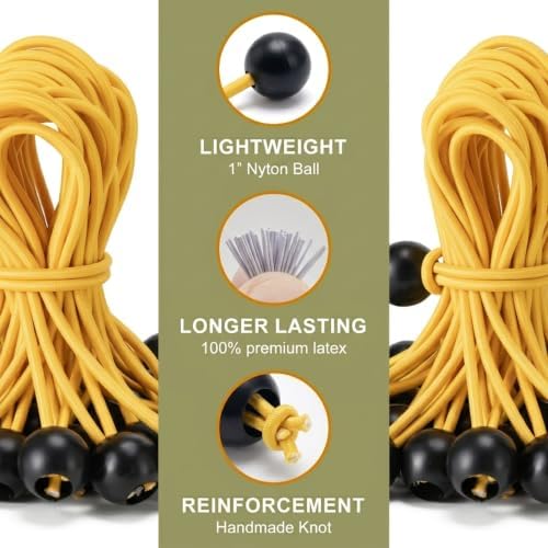 30 Pack Ball Bungee Cord, Heavy Duty Bungie Cord Balls (12",Yellow) - Image 2