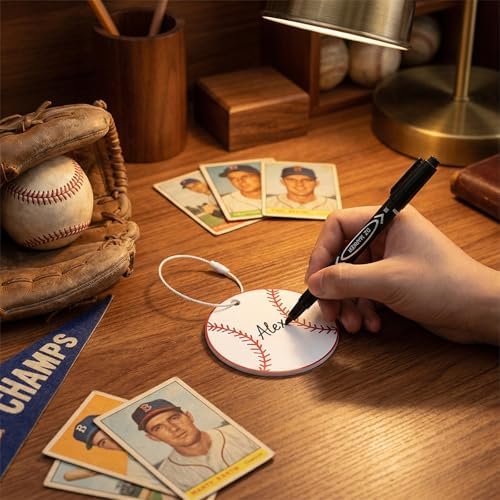 19 Pcs Baseball Luggage Tags, Baseball Party Favors Suitcase Labels with Pen, Metal Ring Name ID Card and DIY Pocket for Sports Team Travel Baggage Identifiers for Men Women - Image 7