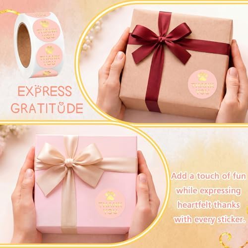 500 Pcs Thank You Dog Stickers Dog Paw Print Thank You Stickers for Shipping Mailers, Bags, Boxes, Tags, Greeting Cards, Present for Sealing and Decoration(Pink) - Image 4